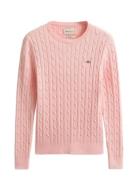 GANT Stretch Cotton Cable C-Neck Rosa