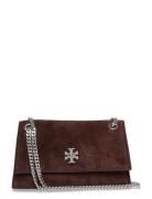 Tory Burch Kira Turnlock Suede Mini Bag Brun