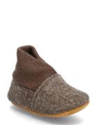 En Fant Wool Slippers W. Rib Brun