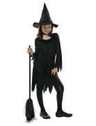 IPK Children's Witch Costume; Dress, Hat And Belt 128-134 Cm Svart