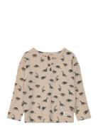 En Fant T-Shirt Ls Rib Aop Beige