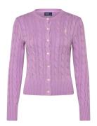 Polo Ralph Lauren Cable-Knit Cotton Crewneck Cardigan Lila