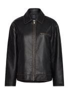 Mango Worn Leather Effect Jacket Brun